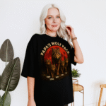 Papas Wolf Pack Family T Shirt Personalized Gift for Dad and Kids