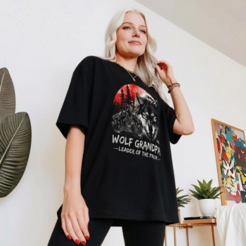 Wolf Grandpa Leader of the Pack Personalized Family Wolves Shirt2