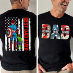 Best Dad Ever Captain America and Hulk Personalized Dad Shirt