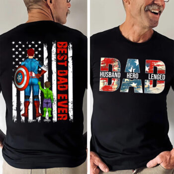 Best Dad Ever Captain America and Hulk Personalized Dad Shirt