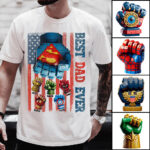 Best Dad Ever Custom Marvel Fist Building Blocks T Shirt Gift