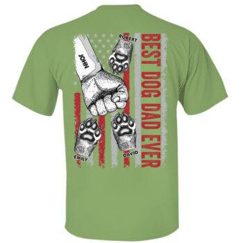 Best Dog Dad Ever Personalized Family Paw Print T-Shirt Gift