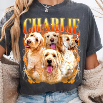 Charlie Golden Retriever Dogs Graphic Tee Shirt for Women Casual