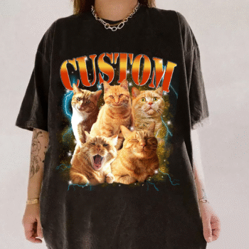Custom Cat Photo T Shirt Personalized Graphic Tee for Cat Lovers