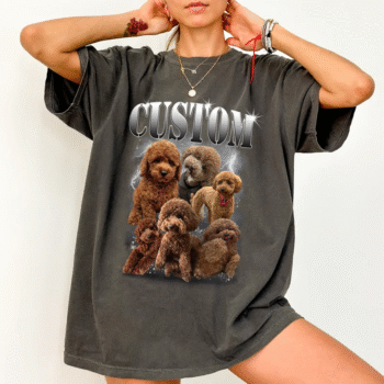 Custom Poodle Dog Graphic Oversized T Shirt Dress for Women