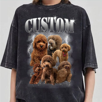 Custom Poodle Dog Graphic Oversized T Shirt Dress for Women