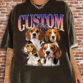 Custom Text Beagle Dog Lovers Graphic Tee Shirt for Women