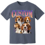 Custom Text Beagle Dog Lovers Graphic Tee Shirt for Women