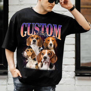 Custom Text Beagle Dog Lovers Graphic Tee Shirt for Women