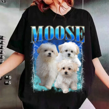 Cute Puppy Moose Graphic Tee Shirt for Women and Men Casual Wear