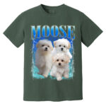 Cute Puppy Moose Graphic Tee Shirt for Women and Men Casual Wear