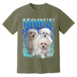 Cute Puppy Moose Graphic Tee Shirt for Women and Men Casual Wear