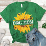 Dog Mom Shirt Personalized Dog Name Sunflower Tee for Women