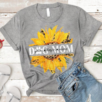 Dog Mom Shirt Personalized Dog Name Sunflower Tee for Women