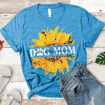 Dog Mom Shirt Personalized Dog Name Sunflower Tee for Women