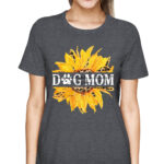 Dog Mom Shirt Personalized Dog Name Sunflower Tee for Women