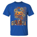 Grandma Est 2025 Halloween Pumpkin and Floral Fall Shirt