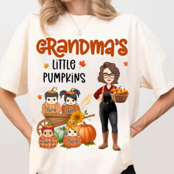 Grandmas Little Pumpkins Personalized Cute Fall Family Shirt