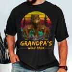 Grandpas Wolf Pack Family T Shirt Personalized Gift for Grandpa