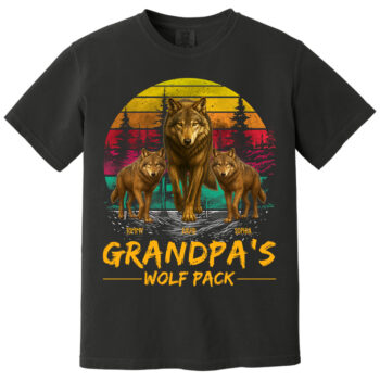 Grandpas Wolf Pack Family T Shirt Personalized Gift for Grandpa