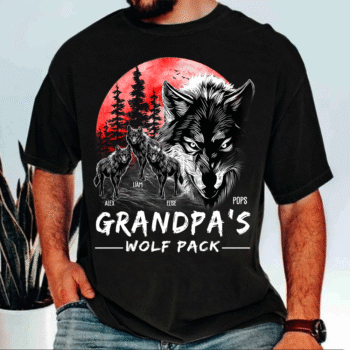 Grandpas Wolf Pack Personalized T Shirt Custom Names Gift Idea