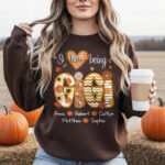 I Love Being Gig Grandma Fall Sweatshirt with Family Names Design