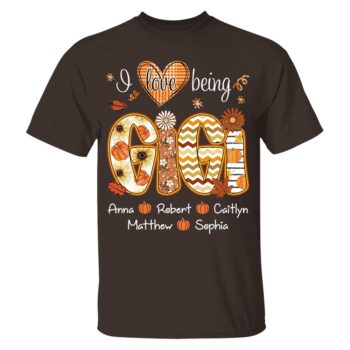 I Love Being Gig Grandma Fall Sweatshirt with Family Names Design