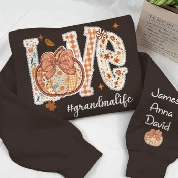 Love Grandma Life Autumn Pumpkin Personalized Sweatshirt