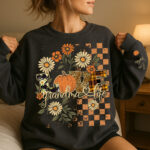 Love Grandma Life Pumpkin Floral Fall Sweatshirt for Women