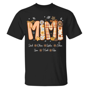 Mama Personalized Autumn Fall Shirt Custom Name Gifts for Women