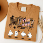 Mom Est 2025 Halloween Ghost Shirt Personalized Family Names Tee