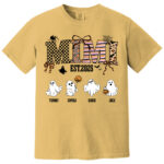 Mom Est 2025 Halloween Ghost Shirt Personalized Family Names Tee