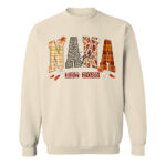 Nana Life Est 2025 Sweatshirt Fall Autumn Leaves Plaid Animal Print