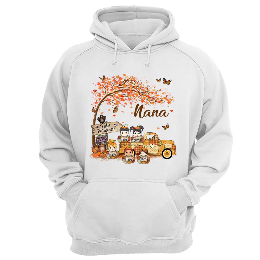 Nanas Little Pumpkins Personalized Fall Truck Shirt for Women Nanas Little Pumpkins Personalized Fall Truck Shirt for Women
