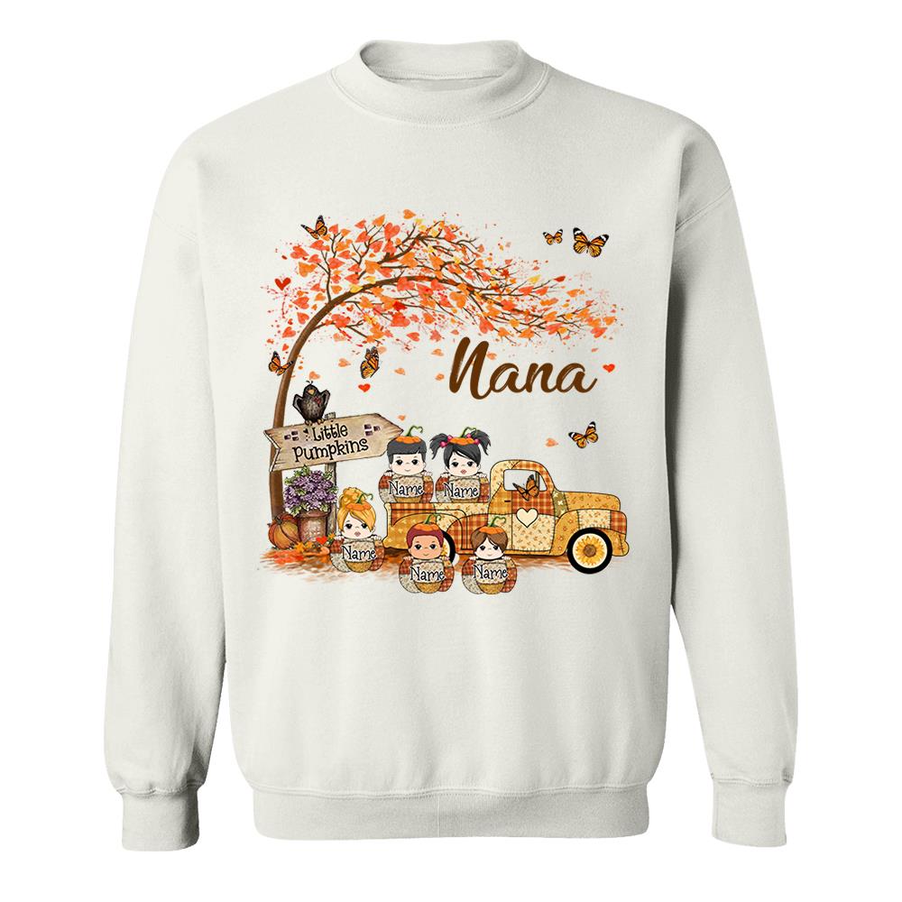 Nanas Little Pumpkins Personalized Fall Truck Shirt for Women Nanas Little Pumpkins Personalized Fall Truck Shirt for Women