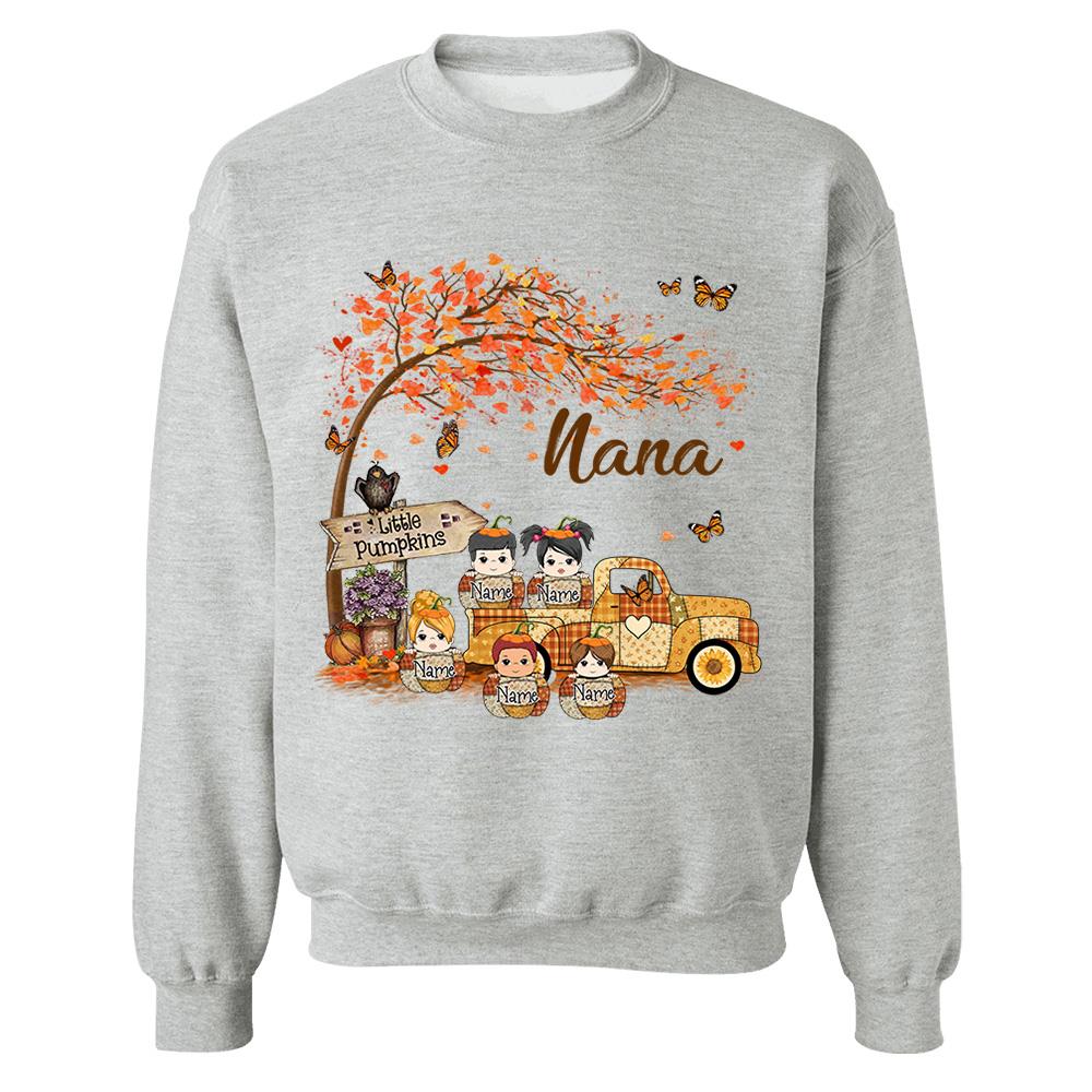 Nanas Little Pumpkins Personalized Fall Truck Shirt for Women Nanas Little Pumpkins Personalized Fall Truck Shirt for Women