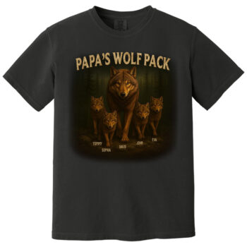 Papas Wolf Pack Family Shirt Personalized Custom Name Gift Tee