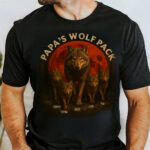 Papas Wolf Pack Family T Shirt Personalized Gift for Dad and Kids