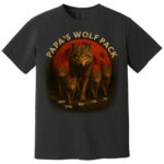 Papas Wolf Pack Family T Shirt Personalized Gift for Dad and Kids