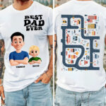 Personalized Best Dad Ever Shirt Custom Cartoon Dad and Son Tee