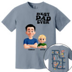 Personalized Best Dad Ever Shirt Custom Cartoon Dad and Son Tee