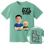 Personalized Best Dad Ever Shirt Custom Cartoon Dad and Son Tee