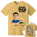Personalized Best Dad Ever Shirt Custom Cartoon Dad and Son Tee