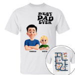 Personalized Best Dad Ever Shirt Custom Cartoon Dad and Son Tee