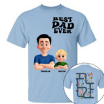Personalized Best Dad Ever Shirt Custom Cartoon Dad and Son Tee