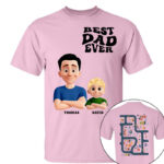Personalized Best Dad Ever Shirt Custom Cartoon Dad and Son Tee