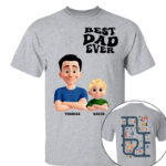 Personalized Best Dad Ever Shirt Custom Cartoon Dad and Son Tee