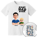 Personalized Best Dad Ever Shirt Custom Cartoon Dad and Son Tee