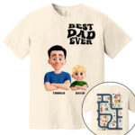 Personalized Best Dad Ever Shirt Custom Cartoon Dad and Son Tee