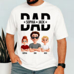 Personalized Dad T Shirt Custom Kids Names Family Cartoon Tee Gift